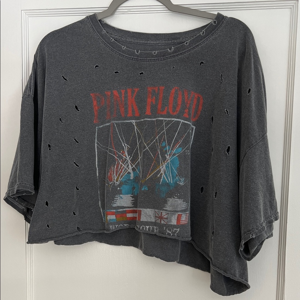 Urban Outfitters Gray Pink Floyd Crop Top